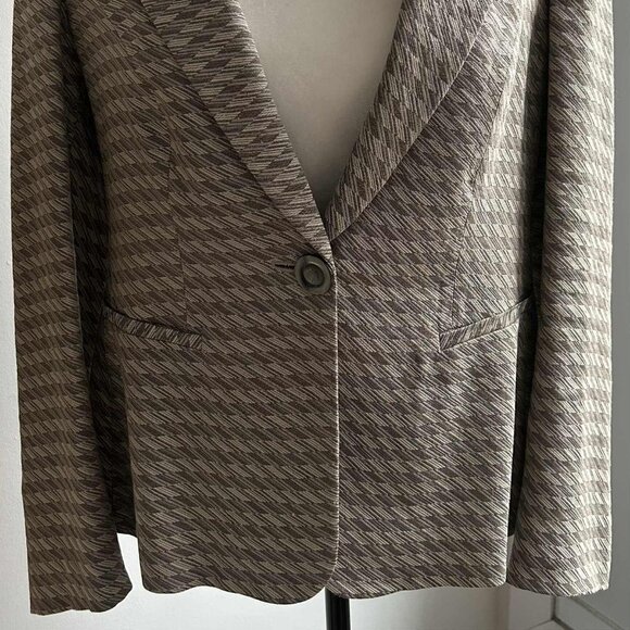 Giorgio Armani Taupe Geometric-Jacquard Linen Blend Blazer – IT 44 - US 8 - Picture 4 of 13